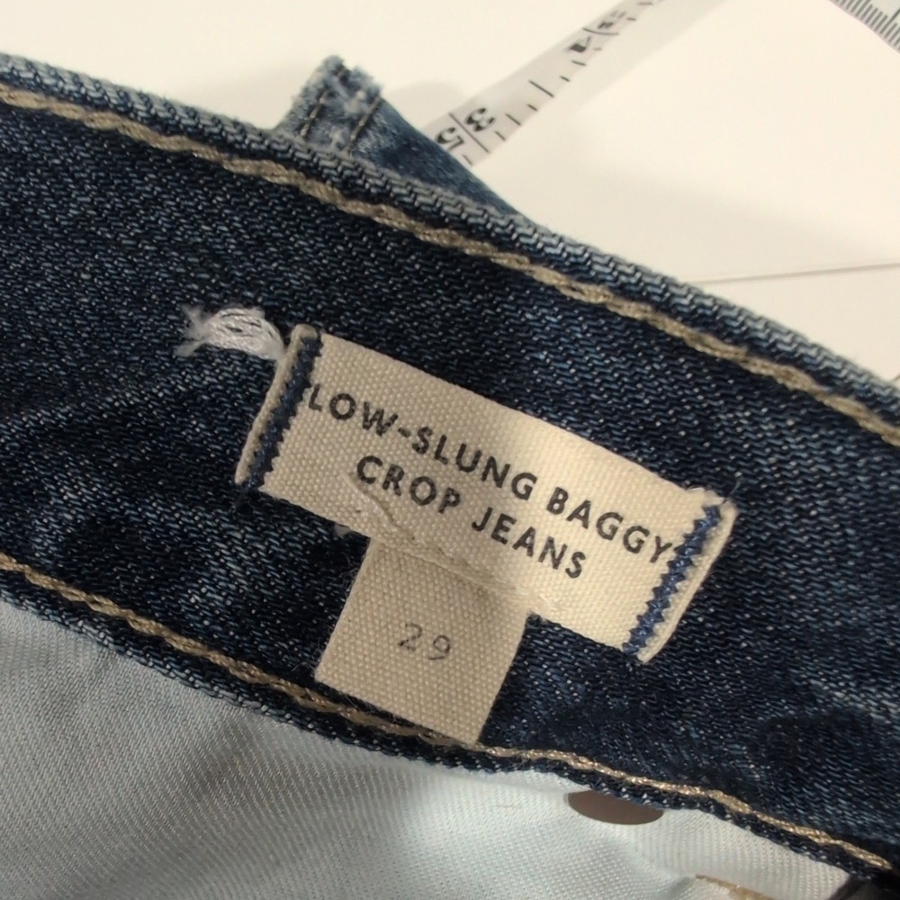 Madewell Low-Slung Baggy Crop Jeans Blue Raw Hem 29 NU172 DM8487 - Picture 5 of 10